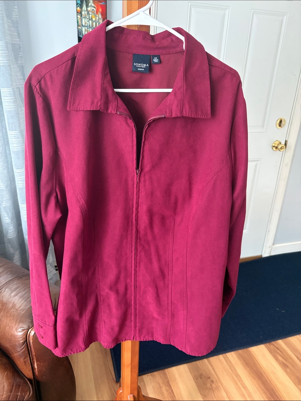 Sonoma Women's Zip-Front Utility Jacket in Berry